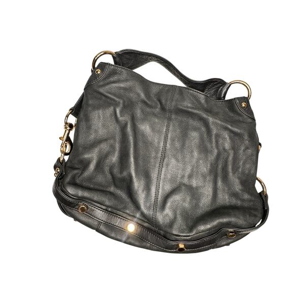 Rebecca Minkoff Black  Hobo Leather Moto Handbag Purse with Dust Cover Bag - Picture 2 of 13